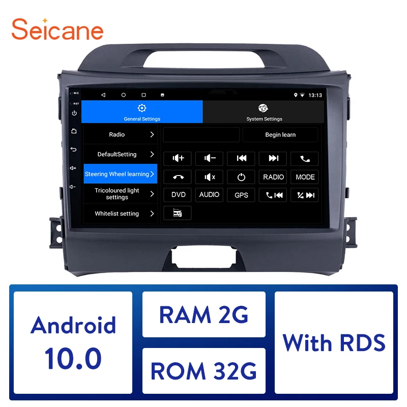 Автомагнитола Seicane 2 Гб ОЗУ аудио GPS сенсорный экран HD Android 10 0 для KIA Sportage 2010 2015