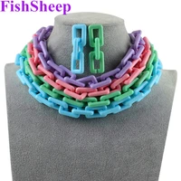 fishsheep statement acrylic chunky chain choker necklace for women colorful plastic big thick curb chain necklace 2021 jewelry