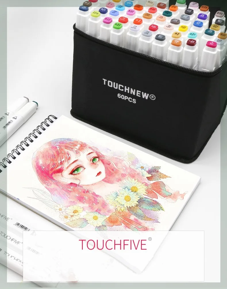 1 шт. TouchFive на выбор, 168 цветов, маркеры для эскизов, маркеры на спиртовой основе, набор цветных маркеров, товары для рукоделия, ручка для школы