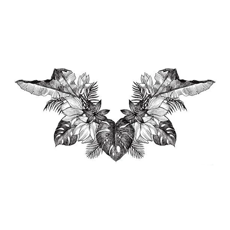 Водонепроницаемый временный цветок розы перо Корона Талия Грудь тотем Имитация