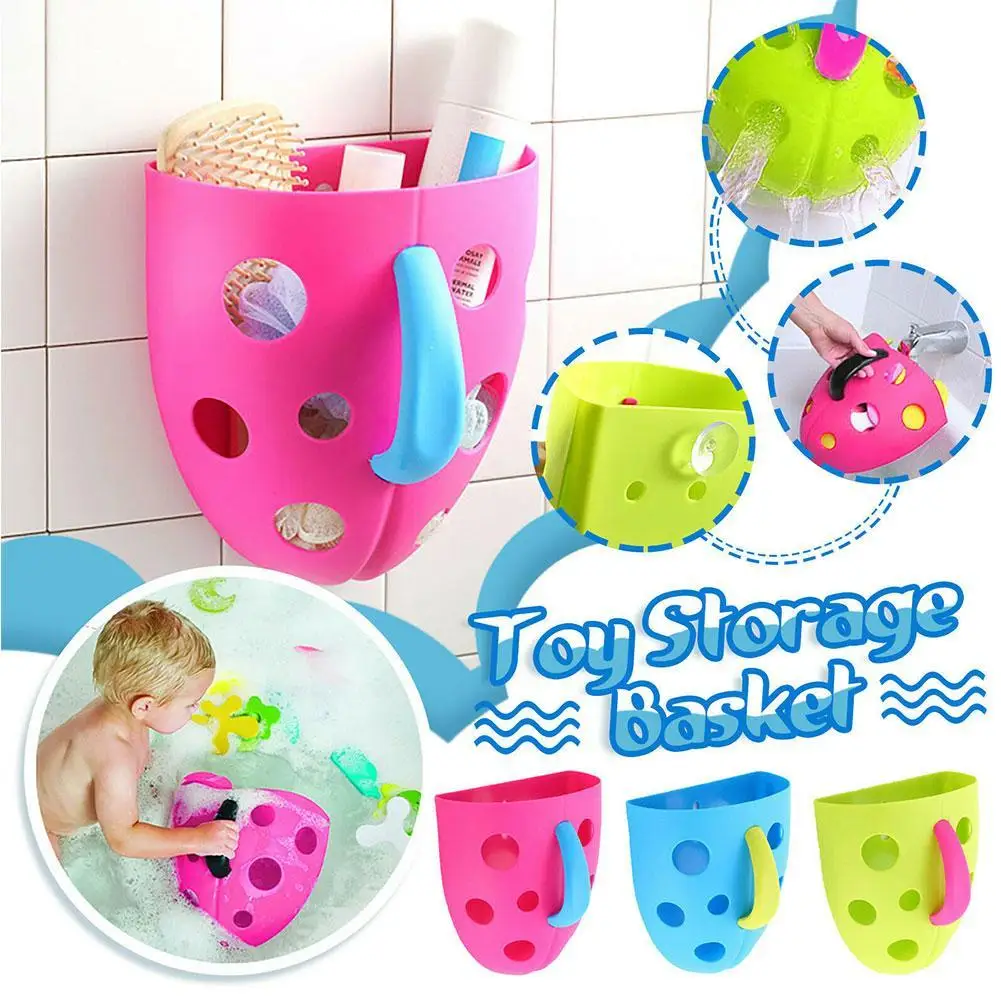 

1pcs Kids Bath Toy Storage Basket Thicken Durable Cute Children To Clean Hollow Supplies Bathroom Rinse Out Easy Toys Home L7N2