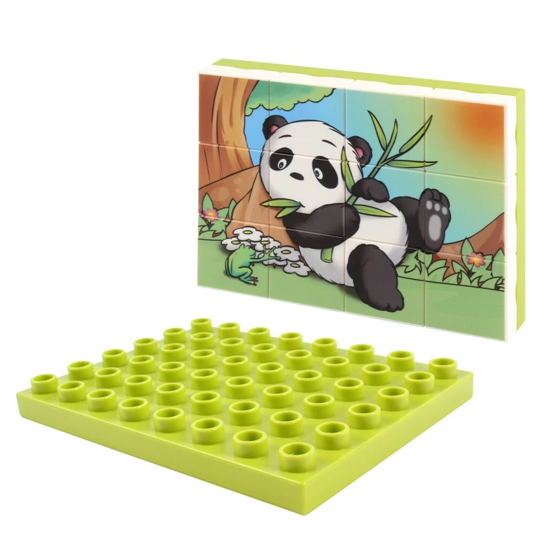 

12PCS 3D Jigsaw Cubes Puzzlesd Animal Plastic Building Block DIY Assembled Combination Puzzle Toys