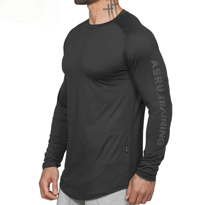 

Быстросохнущая Мужская футболка, однотонный пуловер с круглым вырезом, светоотражающая Спортивная футболка, одежда для фитнеса и трениров...