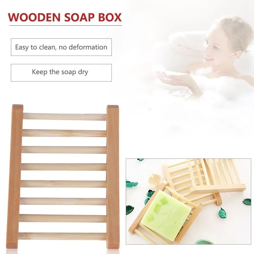 

Natural Wood Soap Dish Wooden Soap Tray Holder Storage Soap Rack Plate Box Container for Bath Shower Plate Bathroom