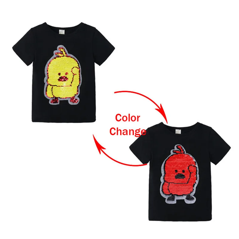 

Cartoon Sequins Graphic T Shirts Summer Kids Clothes Girls T-shirts Cotton Short Sleeve Girl Tops Children Clothes 2-7 Years