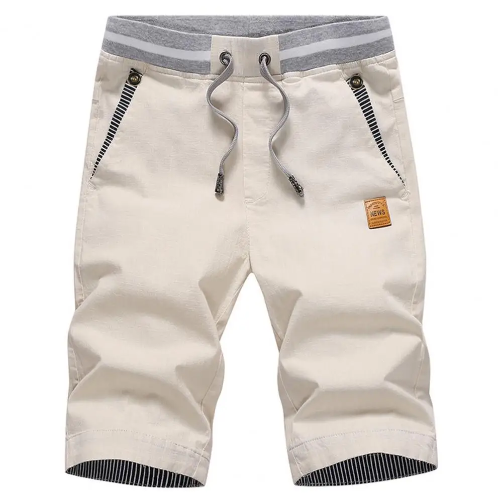 

Men's Summer Shorts 2021 Elastic Waist Solid Color All-match Pockets Drawstring Mid Rise Shorts Beach Shorts Male Clothing M-4XL