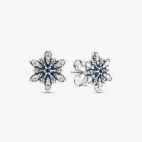 authentic s925 sterling silver shining cz blue snowflake earrings womens fashion silver earrings jewelry gifts