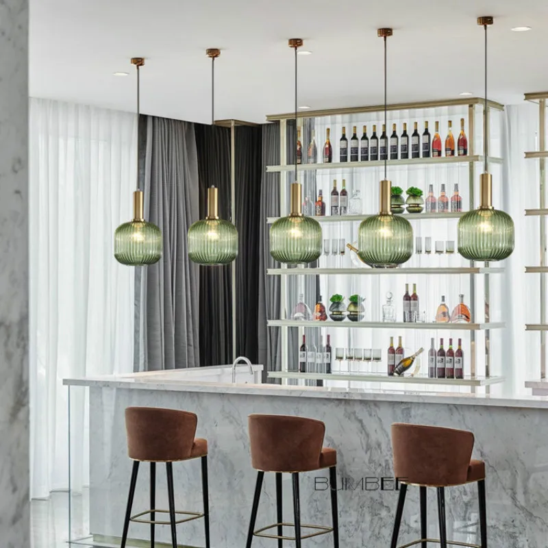 Скандинавские полосы стеклянный маленький подвесной светильник люстра для