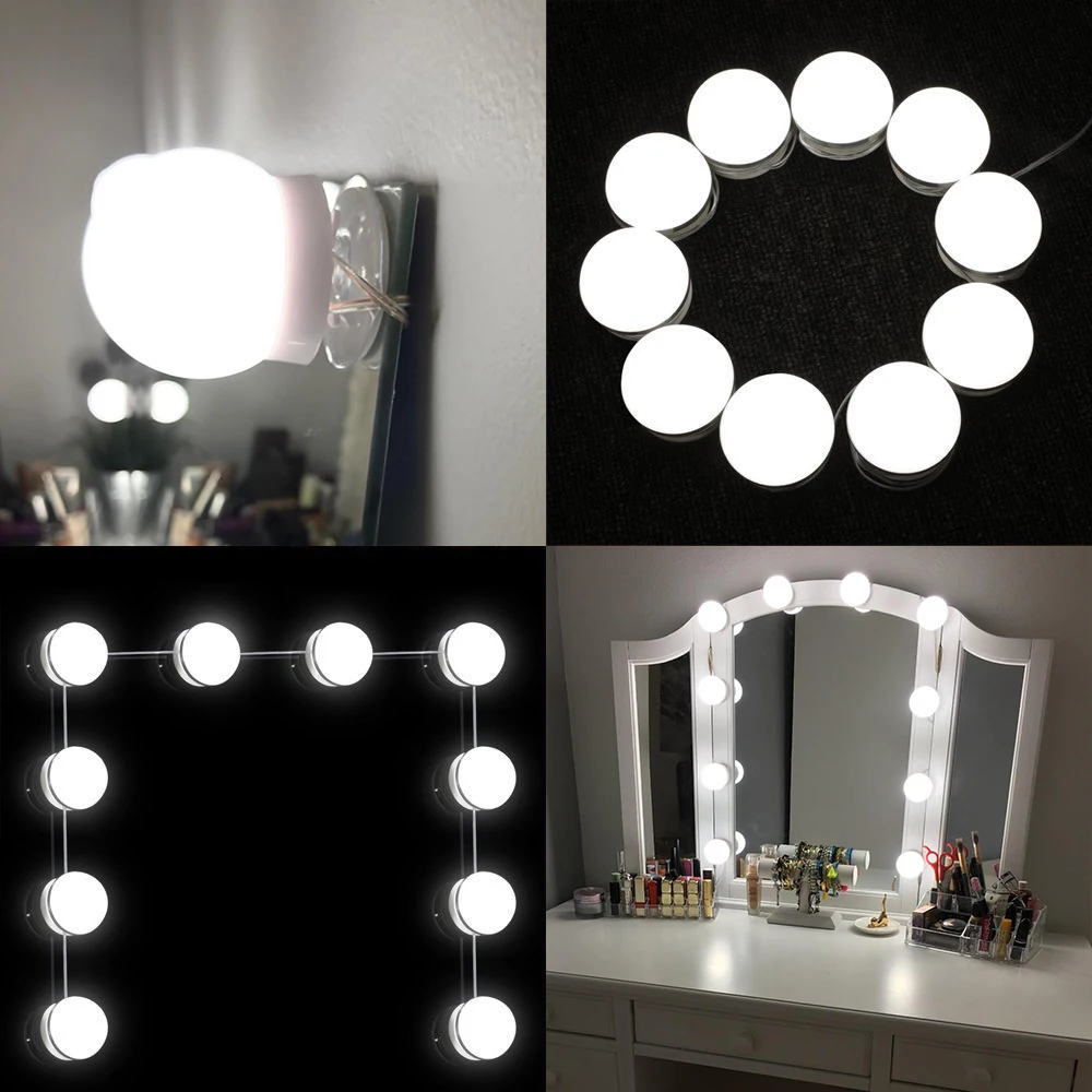 Зеркало для макияжа с 10 лампами бесступенчатая Светодиодная лампа регулируемой