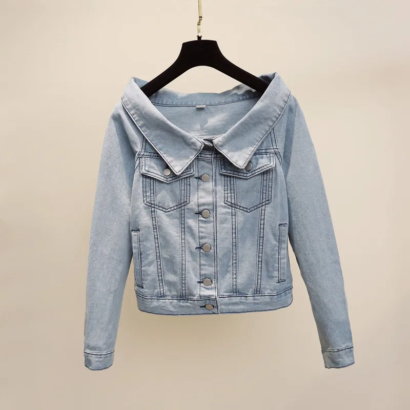 Укороченная короткая джинсовая куртка женская модный пикантный укороченный топ
