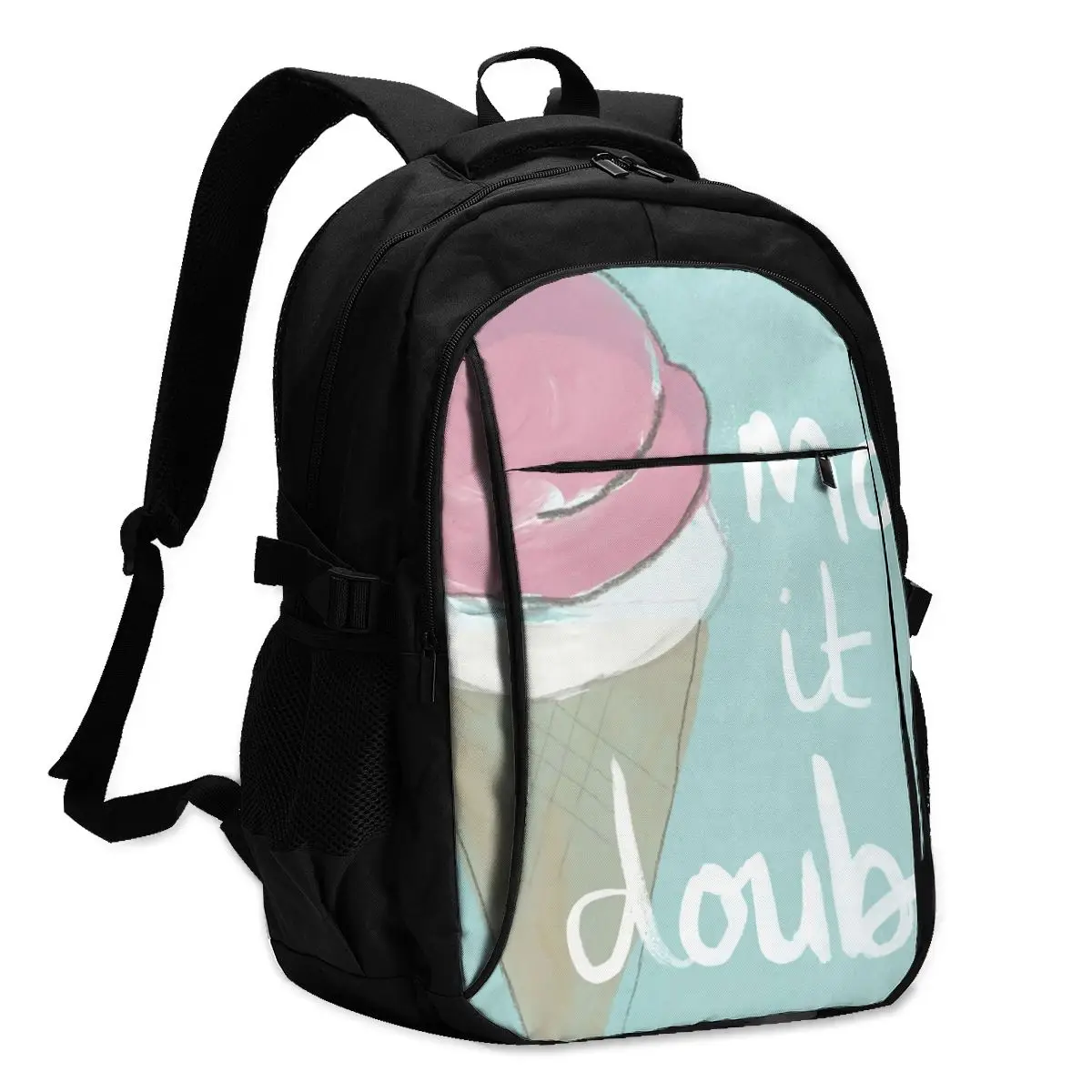 

Ice Cream Backpacks Lightweight Unique Charger USB Backpack Workout Teenage Bags