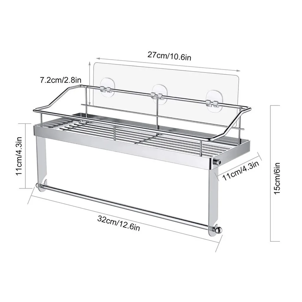 

Paper towel holder stainless steel Adhesive Paper Towel Holder With Shelf Storage Wall Basket For Kitchen Bathroom Storage rack