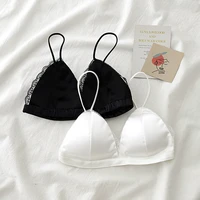 real shot new pattern sexy triangle cup lace brassiere no steel ring thin shoulder belt back bra