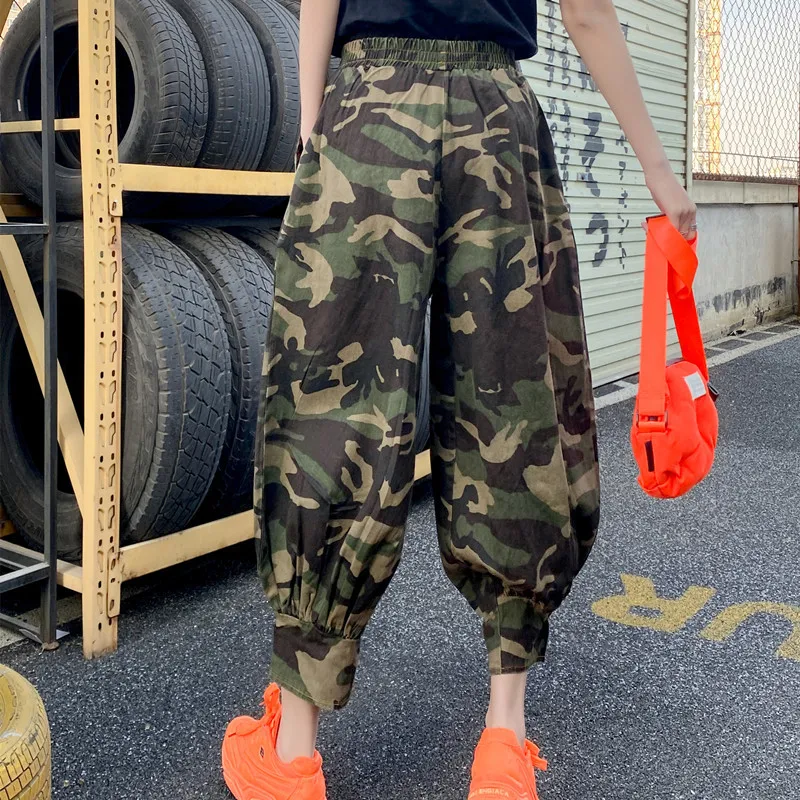 

Women Camouflage Denim Hip Hop Bloomers Harem Pants Large Size Drawstring Sweatpants Pants Women Streetwear Women Baggies