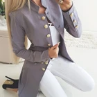 Женский Повседневный Однобортный блейзер с карманами, элегантный длинный жакет с длинным рукавом, верхняя одежда, осень-зима 2021