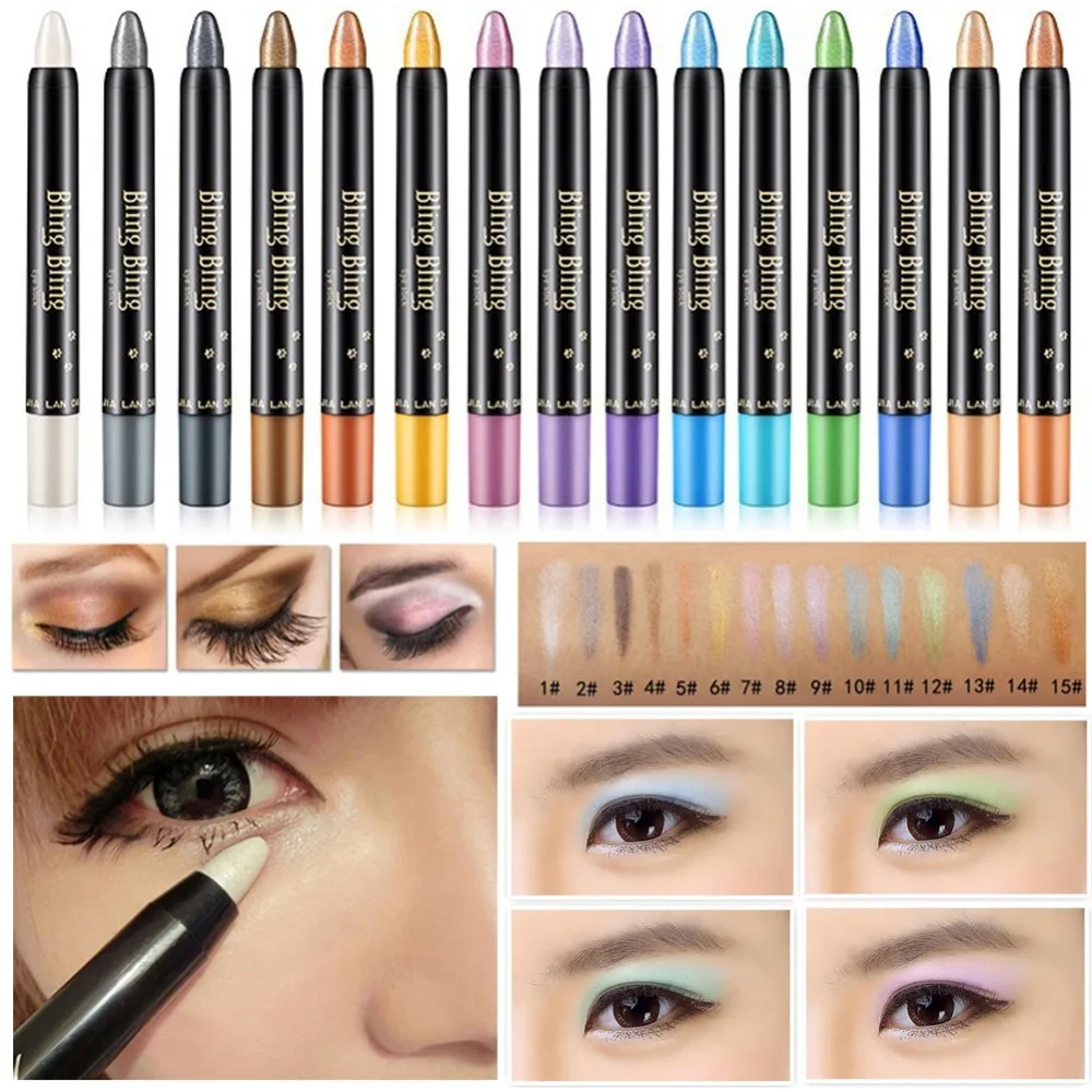 15 цветов хайлайтер тени для век карандаш косметика блестящие подводка глаз