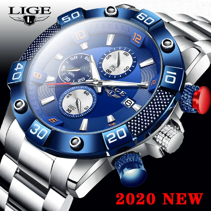 

Relogio Masculino New LIGE Fashion Mens Watches Top Brand Luxury WristWatch Men Quartz Clock Blue Waterproof Chronograph Reloj