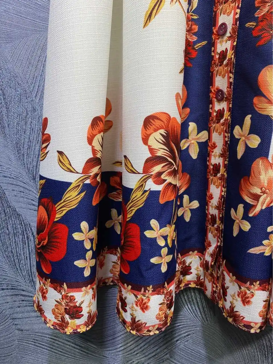 

Autumn women's Fashion stand collar long sleeves belt dress High quality floral print ethnic style dress C727