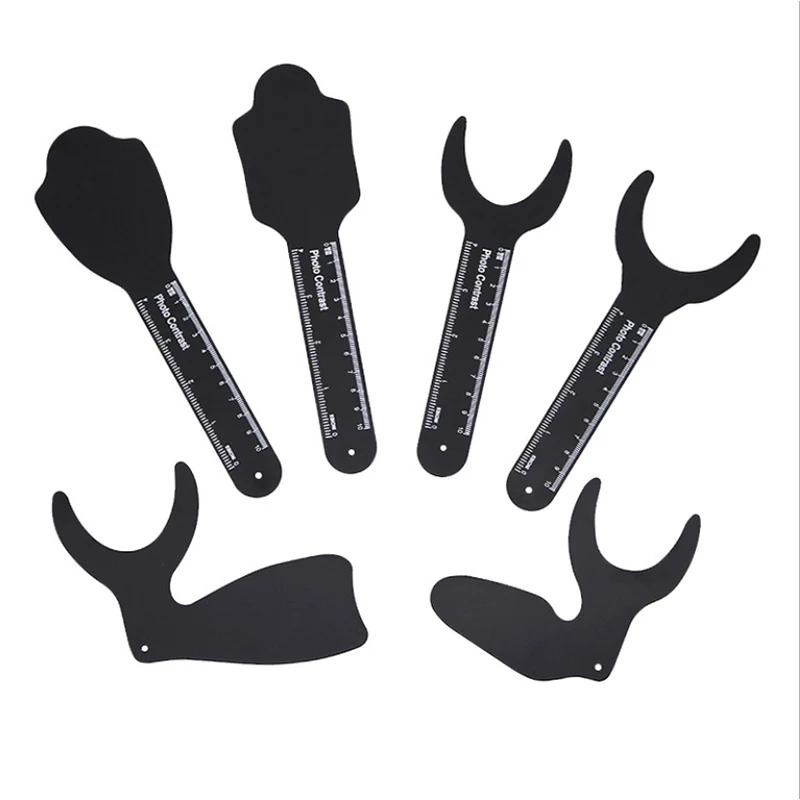 

6pc Orthodontics Black Background Photo Image Comparison Plate Oral Cheek Plate High Temperature and High Pressure Dentist Tools