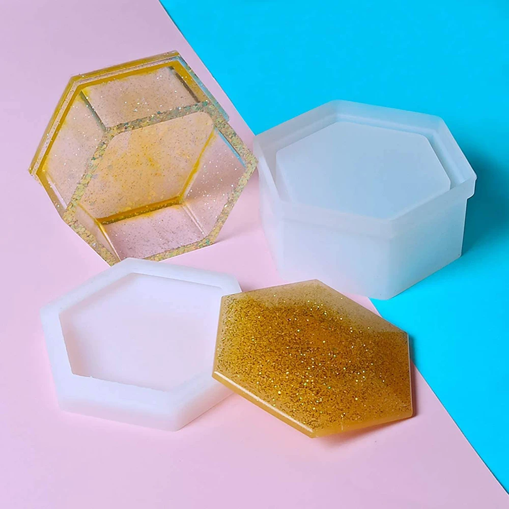 Силиконовый шестигранный ящик для хранения DIY из кристаллов глина форма