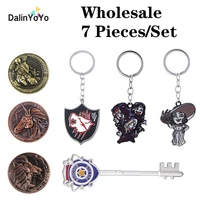 wholesale 10 pieces game residents evils commemorative coins keychain rpd raccoon city police station logo key pendant cosplay