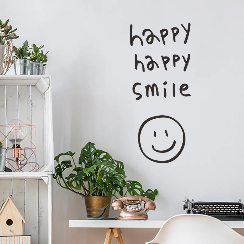 

Creative Happy Happy Smile Wall Sticker for Living Room Background Refrigerator Decoration Mural Decals Wallpaper PVC Stickers