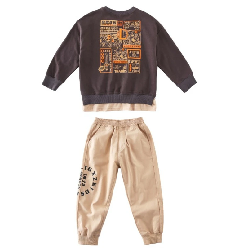 

Printed Spring Autumn Boys Clothing SuitsSweatshirts+ Pants 2pcs/Set Kids Jacket Teenager Casual Sport CottonTracksuit High Q