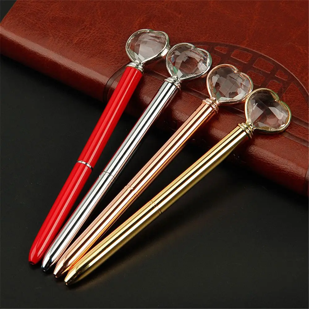 1 шт. хрустальные металлические шариковые ручки в форме сердца для деловых