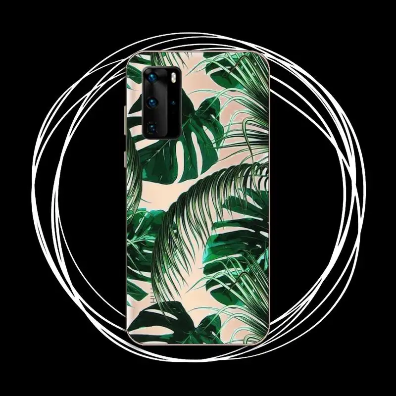

Retro Floral Leaf Palm leaf Phone Case Transparent for Huawei P honor 8 10i 20 30 40 smart 2019