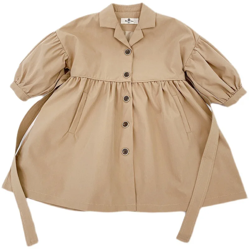 

WLG Kids Girl Fashion Outfits Spring Fall Khaki Long Sleeve Ruffle Coats Baby Girl All Match Outerwear for 2-6 Years