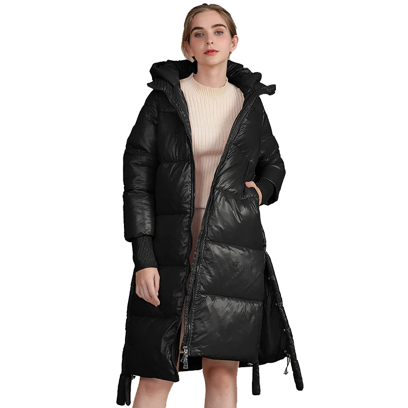 

Long Down Jacket Women Hooded Thick Casual Hooded Cotton Coats For Women 2021 Winter Warm Thicken Piumini Donna Female CX1755