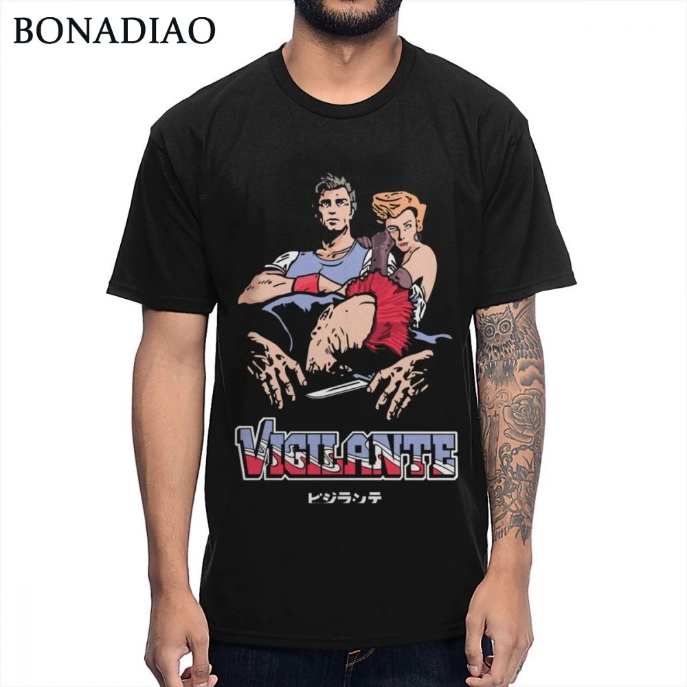 

Soft Cotton Round Neck Vigilante Retro Arcade Gaming T Shirt Fashion Streetwear Men's Homme T-shirt