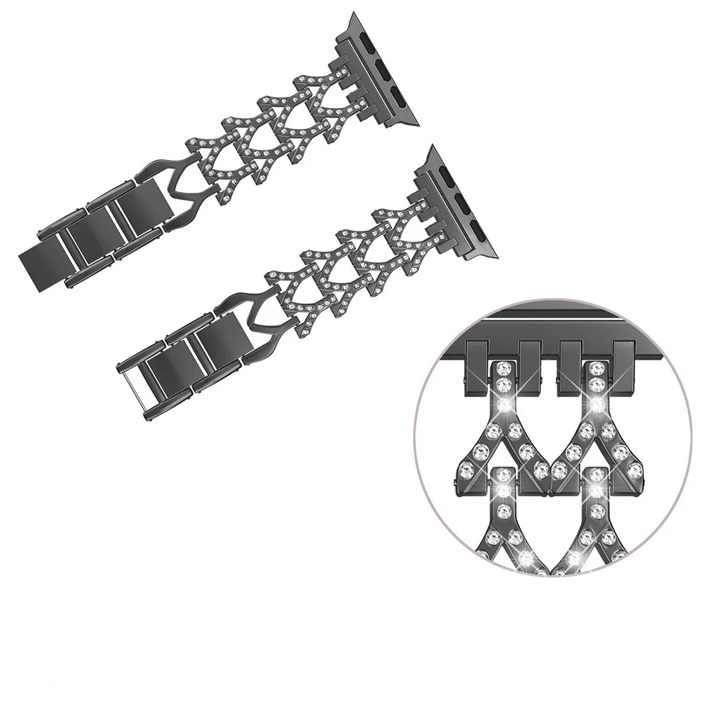 Роскошная цепочка с бриллиантами сменный ремешок для Apple Watch Series 5 4 44 мм 42 браслет