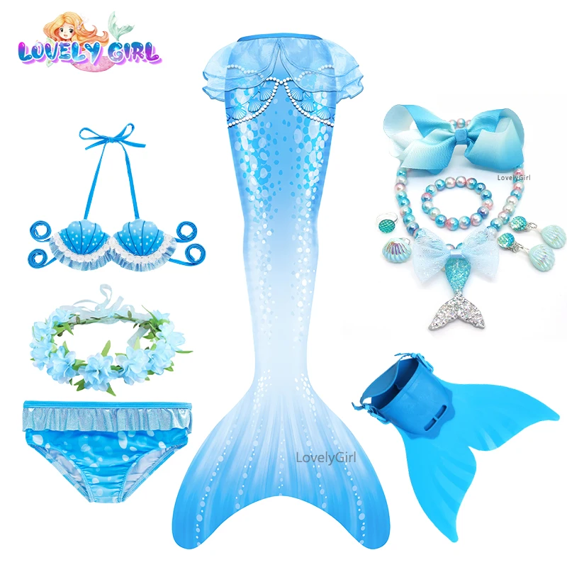 

LovelyGirl Cosplay Costume Swimmable Mermaid Tail bikini kids with Fin Girls Beach Mermaid Swimsuit Mermaid Birthday Party Dress