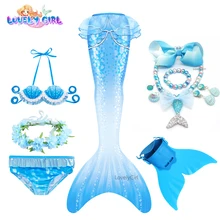 LovelyGirl Cosplay Costume Swimmable Mermaid Tail bikini kids with Fin Girls Beach Mermaid Swimsuit Mermaid Birthday Party Dress