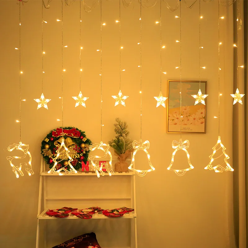 

Snowflake String Light LED Garland Christmas Deer Tree String Fairy Light Curtain Lamp Indoor Outdoor Wedding Holiday Decor 2.5M