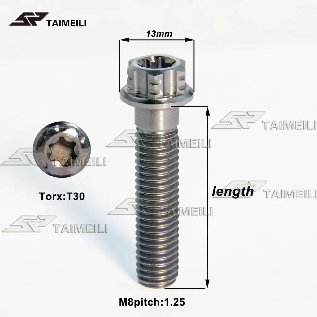 Титановый винт TAIMEILI с фланцевой головкой torx резьбовой шаг m8x15 / 20 25 30 35 40 45 50 м для