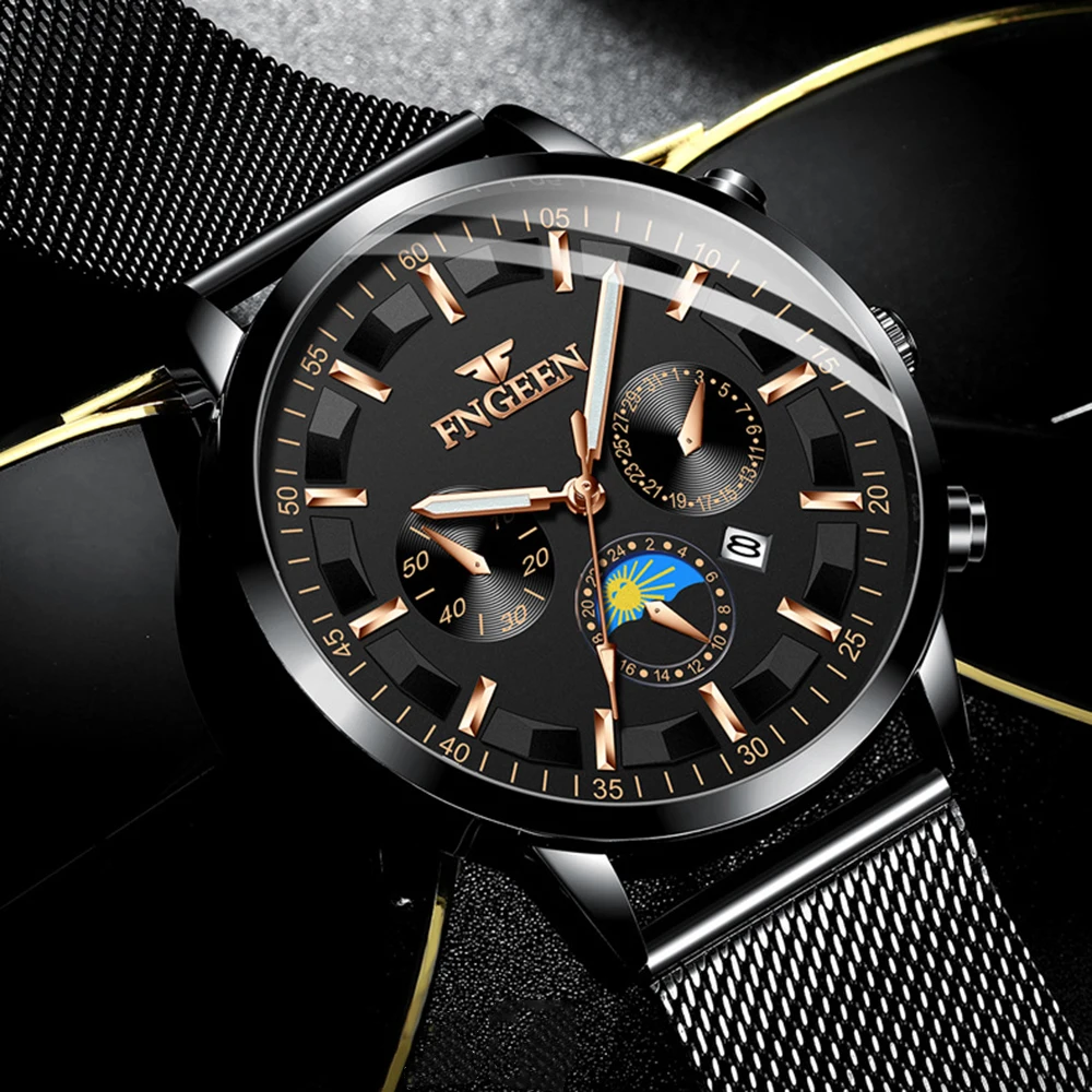 FNGEEN Новый Топ бренд класса люкс часы мужские деловые наручные студенческие