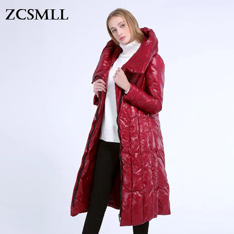 

ZCSMLL 2021 Winter Red Long Coats For Women Hoodies Thickened Warm Oversized Pockets Coat Female Luxury Fashion Clothes TH722
