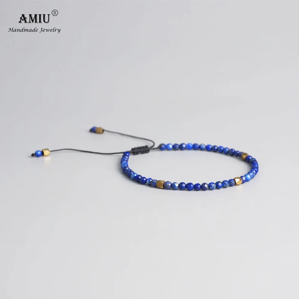 Бусины AMIU из натурального камня лаписа 3 мм тибетские бусины растягивающиеся