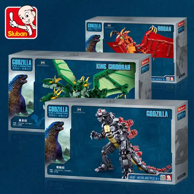Sluban Godzillaes гигантский Ghidrahed Rodaned строительный блок King of The Monstersed мод механические