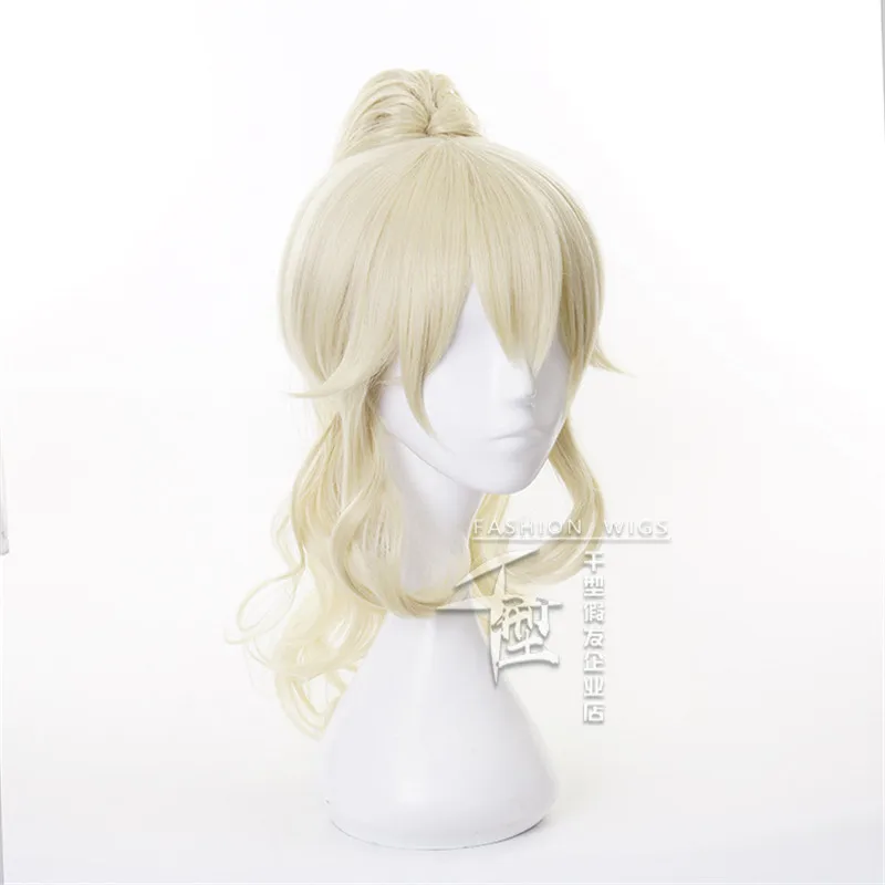 Genshin Impact Jean Cosplay Women Golden Ponytail Heat Resistant Synthetic Hair Peluca Anime Cosplay Wigs Halloween