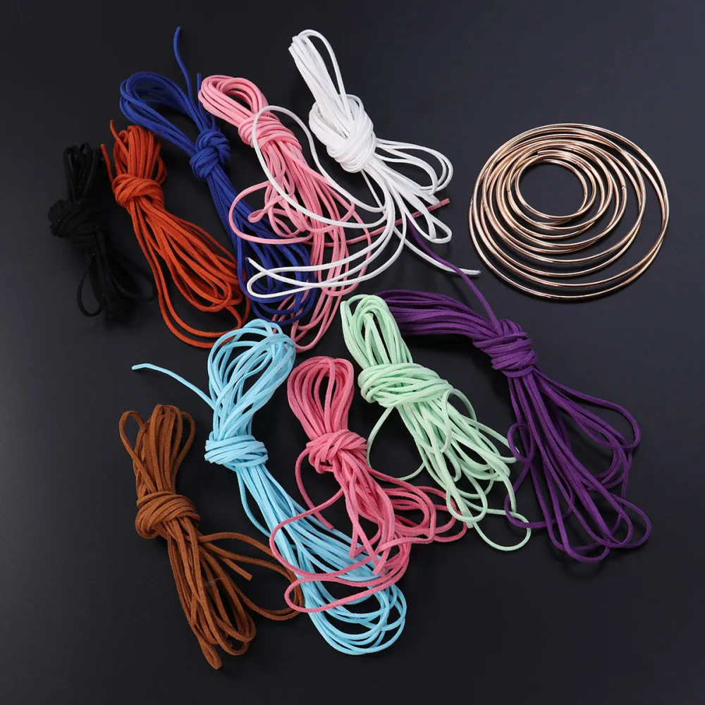 

20 Pcs Metal Rings Metal Hoops Macrame Ring and Assorted String for Dream Catcher Wreaths Macrame Projects and Crafts (10 Metal