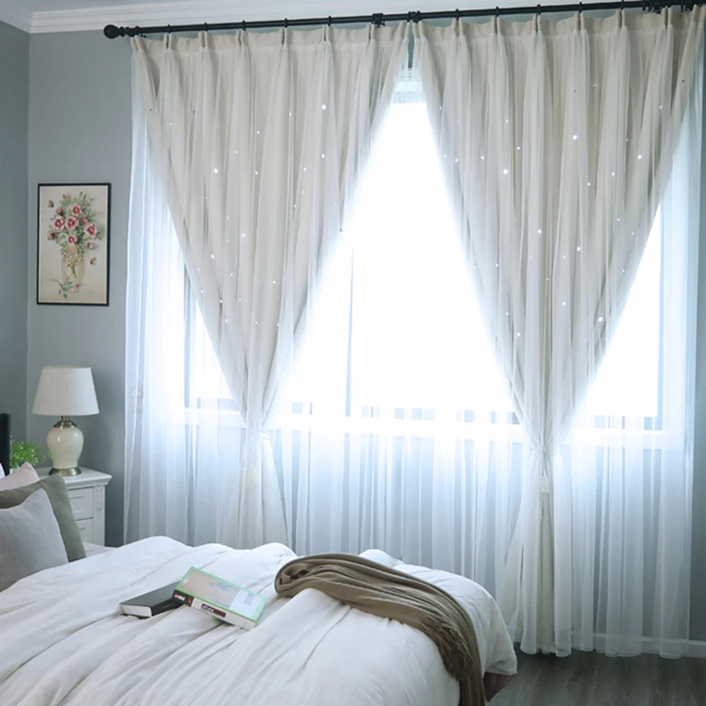 1 шт. занавески с отверстиями для гостиной со звездами затеняющие оконные