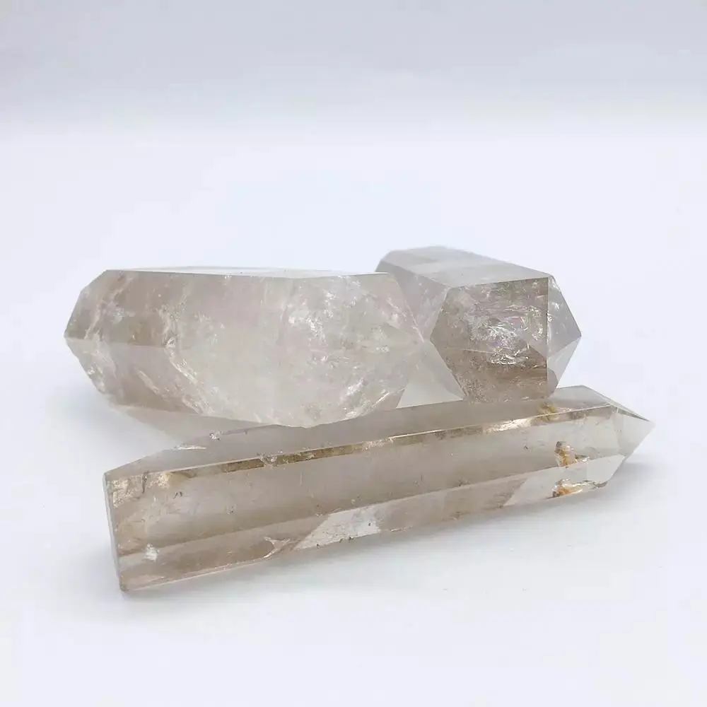 

MOKAGY Polished Natural Clear Smoky Crystals Quartz Wand Point 11cm-12cm for Decorative 1pc