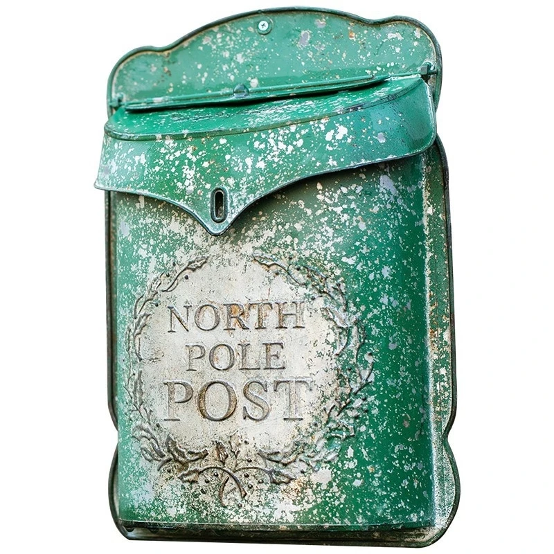 

European Style Retro Iron Mailbox Pastoral Lockable Secure Metal Post Box Vintage Handmade Letter Newspaper Mail Box