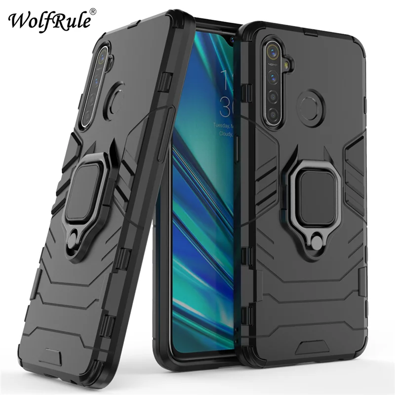 Чехол из ТПУ для Realme 5 Pro Жесткий ПК OPPO чехол с кольцом держателем Магнитный