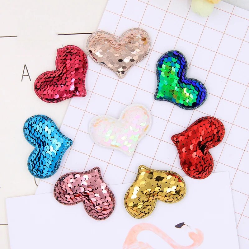 Блестящие нашивки в виде рыбьей чешуи аппликации с блестками звезд сердца мягкие