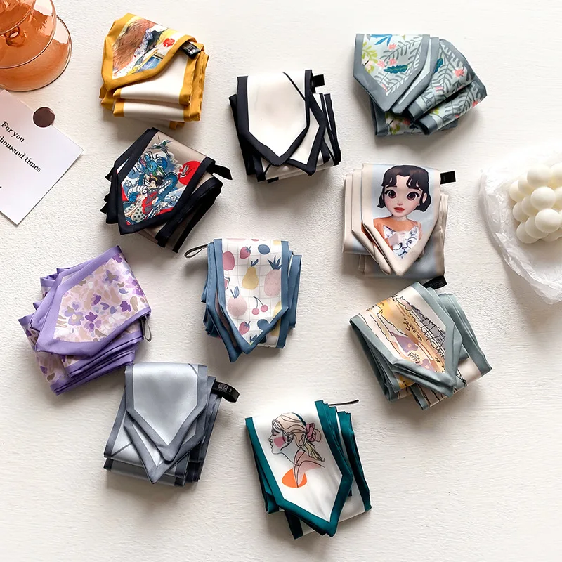 

Модная обувь, большой размер, принтованный шелковый шарф для женщин небольшом волосяным Шарм ленты шарфы леди сумки с короткими ручками узк...