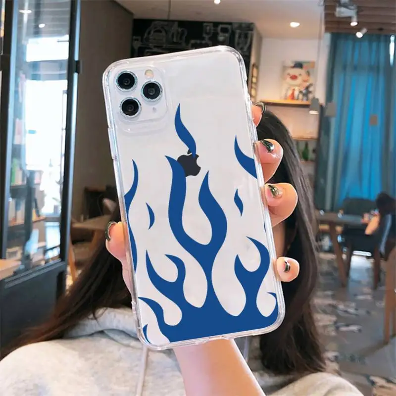 

Corlorful flame design pattern Phone Case Transparent soft For iphone 5 5s 5c se 6 6s 7 8 11 12 plus mini x xs xr pro max